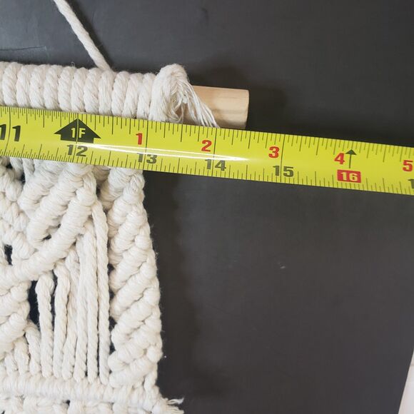 Boho Neutral Beige Macramé 25" Wall Hanging Decor Natural Minimalist - Picture 5 of 7